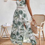 Maple - Floral V-Neck Suspender Maxi Dres