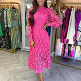 Lennon - Women's Stand Collar Hollow Out Long Dress