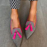 Zoe | Pointed Loafer With Fluo Fringes