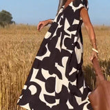 Elowen - Irregular Geometric Print Sleeveless Dress