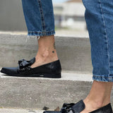 Georgia | Black Loafer With Shiny Bow
