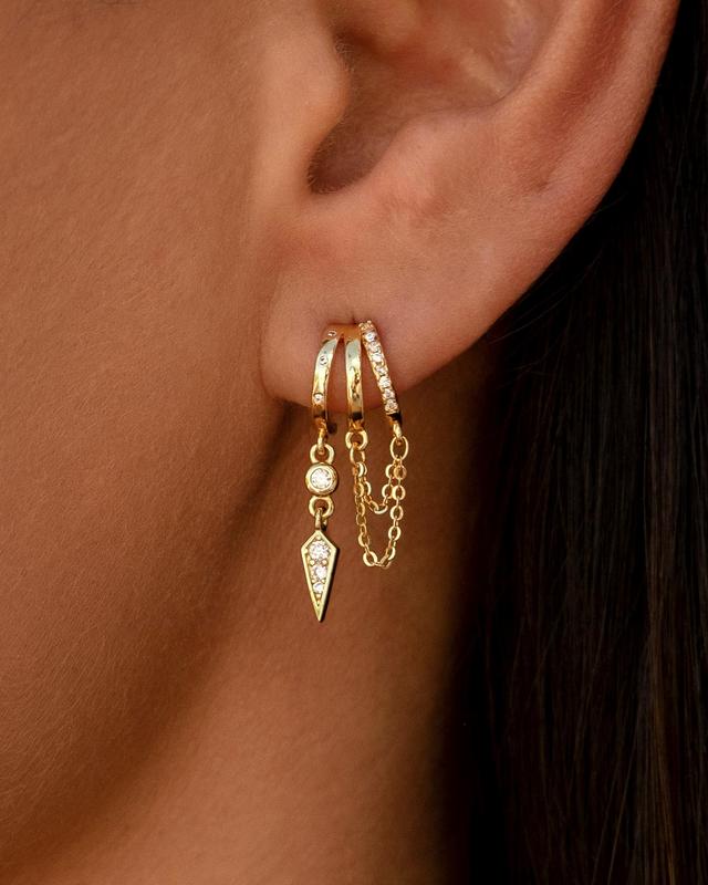 Layered Charm Huggie Earrings Set