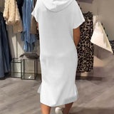 Parker - Casual Letter Print Hooded Pullover Dress
