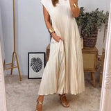 Sorrel - Elegant Spliced Pleated Maxi Dress
