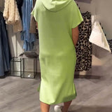 Parker - Casual Letter Print Hooded Pullover Dress