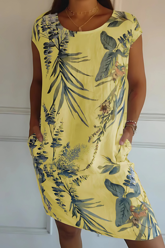 Iris - Casual Loose-Fit Knee-Length Printed Dress