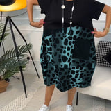 Allison - Stylish Short Sleeve Leopard Print Midi Dress