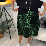 Allison - Stylish Short Sleeve Leopard Print Midi Dress