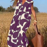 Elowen - Irregular Geometric Print Sleeveless Dress