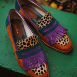 Hallie | Loafer With Fringes And Animal Print