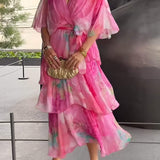 Nysa - Spring Floral Tiered Chiffon Dress