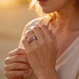Vintage Ring with Multicolour Cubic Zirconia