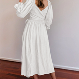 Aviana - Elegant Reversible Puff Sleeve Maxi Dress