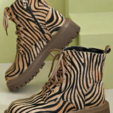 Blair | Zebra Print Lace-Up Boots