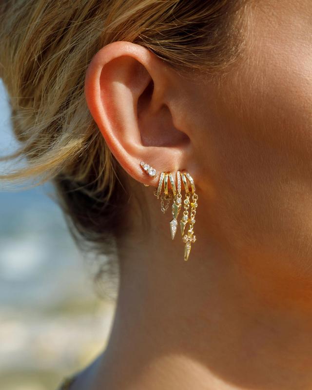 Layered Charm Huggie Earrings Set