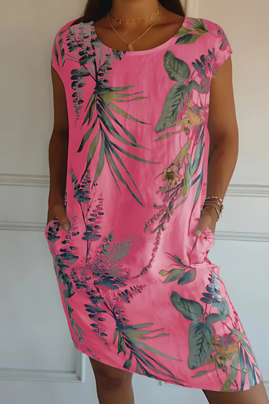 Iris - Casual Loose-Fit Knee-Length Printed Dress