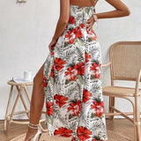 Maple - Floral V-Neck Suspender Maxi Dres