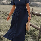 Margo - Short Flare Sleeve Side Split Maxi Dress