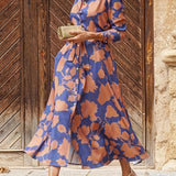 Beatrix - High-end Floral Print Lapel Dress