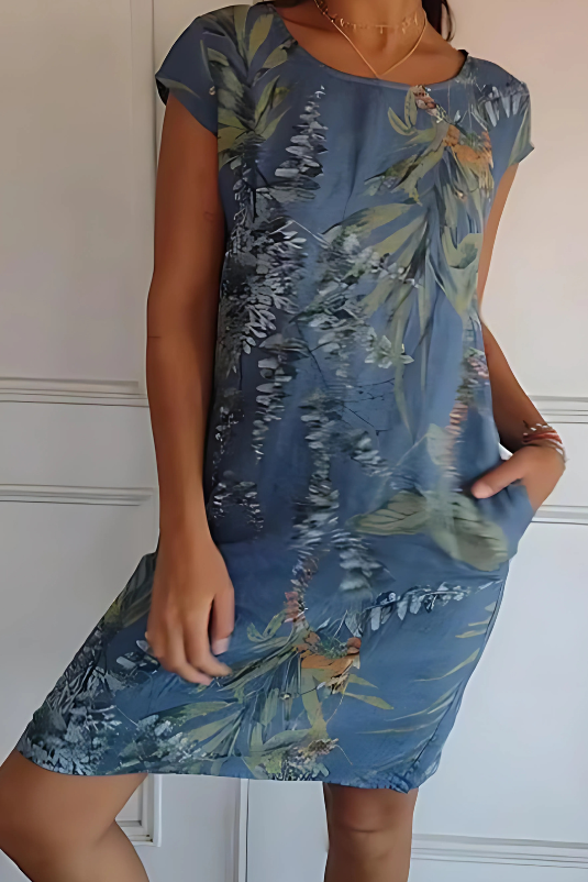 Iris - Casual Loose-Fit Knee-Length Printed Dress