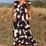 Elowen - Irregular Geometric Print Sleeveless Dress