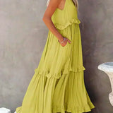 Delilah - Elegant Halter Neck Ruffle Trim Dress