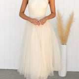 Pearlina - Sleek Mesh High Neck Dress