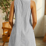 Felicia - Sleeveless Striped Pocket Dress