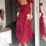 Quinlan - Elegant High-Waist Dress with Lace Trim