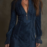 Jasmine – Blue Mini Dress with Lace