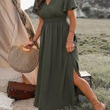 Margo - Short Flare Sleeve Side Split Maxi Dress