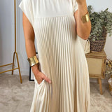Sorrel - Elegant Spliced Pleated Maxi Dress