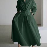 Brynn - Chic Polo Collar A-Line Swing Dress
