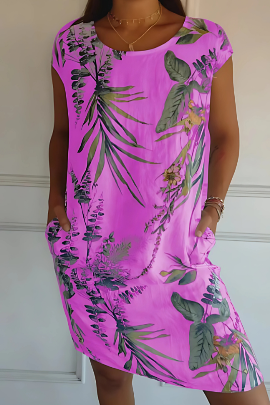 Iris - Casual Loose-Fit Knee-Length Printed Dress