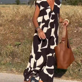 Elowen - Irregular Geometric Print Sleeveless Dress