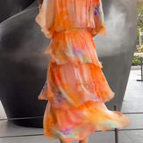 Nysa - Spring Floral Tiered Chiffon Dress