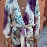 Davina - Elegant V-Neck Long Sleeve Split Maxi Dress