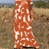Elowen - Irregular Geometric Print Sleeveless Dress