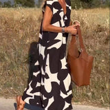 Elowen - Irregular Geometric Print Sleeveless Dress