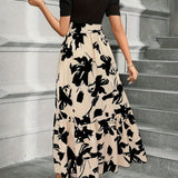 Briony - Floral High-Waist Dress with Ruffle Hem
