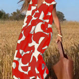Elowen - Irregular Geometric Print Sleeveless Dress