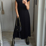 Sorrel - Elegant Spliced Pleated Maxi Dress