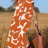 Elowen - Irregular Geometric Print Sleeveless Dress