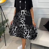 Allison - Stylish Short Sleeve Leopard Print Midi Dress