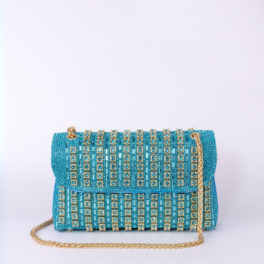 Estrella - Bolso bandolera con cadena elegante y diamantes de colores