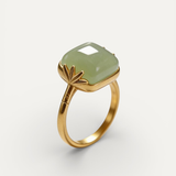 Vintage Adjustable Gold Ring with Green Jade