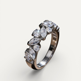 Vintage Eternity Ring with Round and Marquise Diamonds