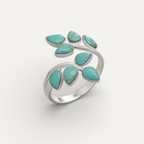 Vintage Leaf Ring with Turquoise