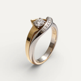 Vintage Irregular Gold and Silver Ring with Cubic Zirconia Stone
