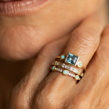 Vintage Ring Set with Blue Crystal
